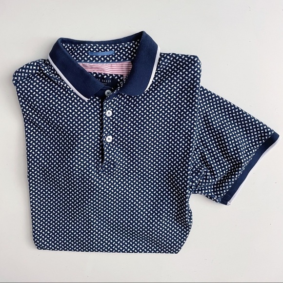 Ted Baker London Pickal Trim Fit Print Polo Navy Men’s Size XL Slim - Picture 1 of 8